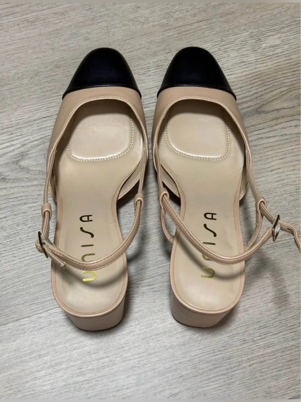 Two-Tone Beige and Black Slingback Heels - NEVER WORN!!